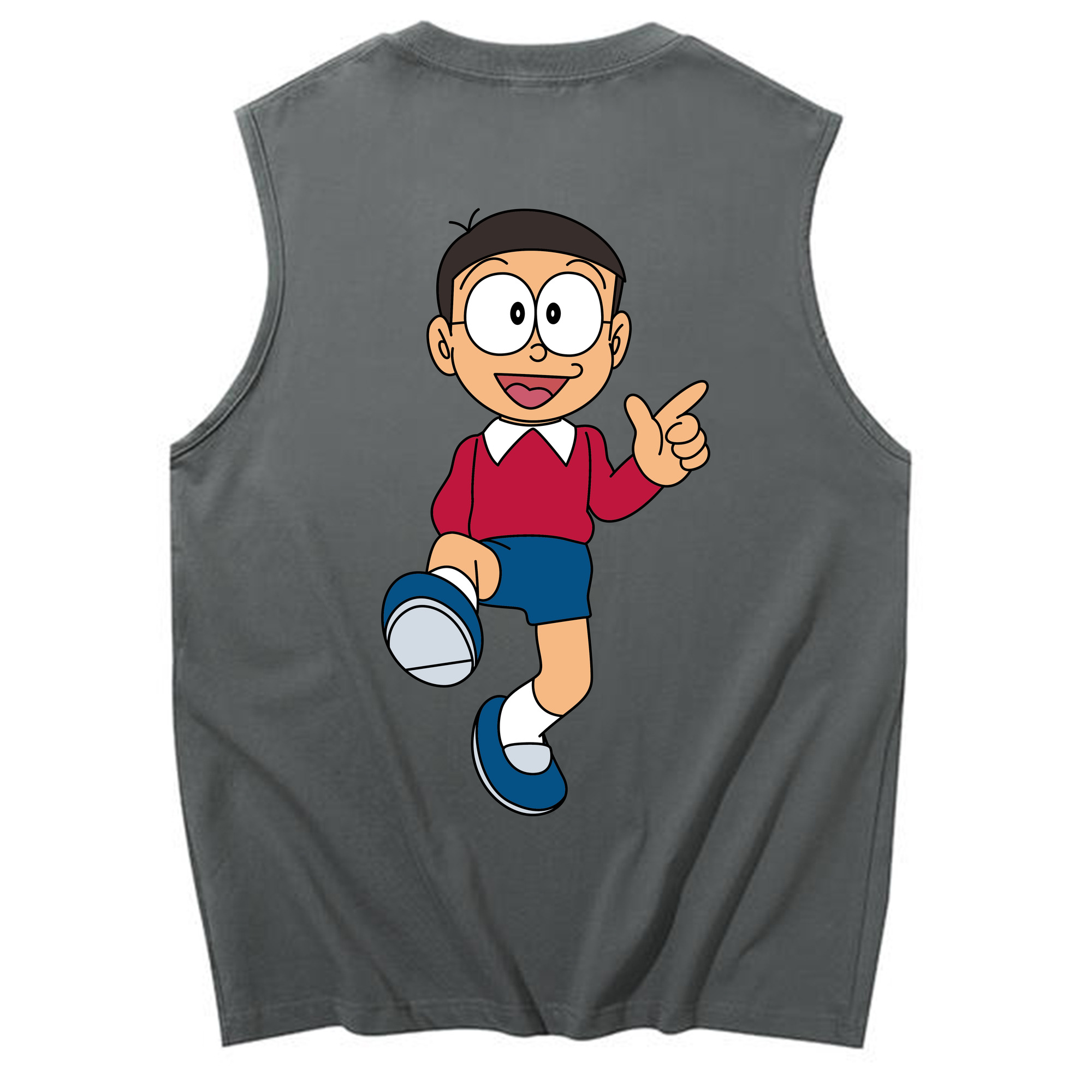 （画像用） ドラえもん 野比 のび太 Doraemon Nobita Nobi コットン100％タンクトップ（背面プリント）